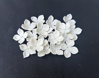 20 PCS White Clay 4 Petals Flower for Jewelry Making, Hair Accessories, DIY, Craft Supplies