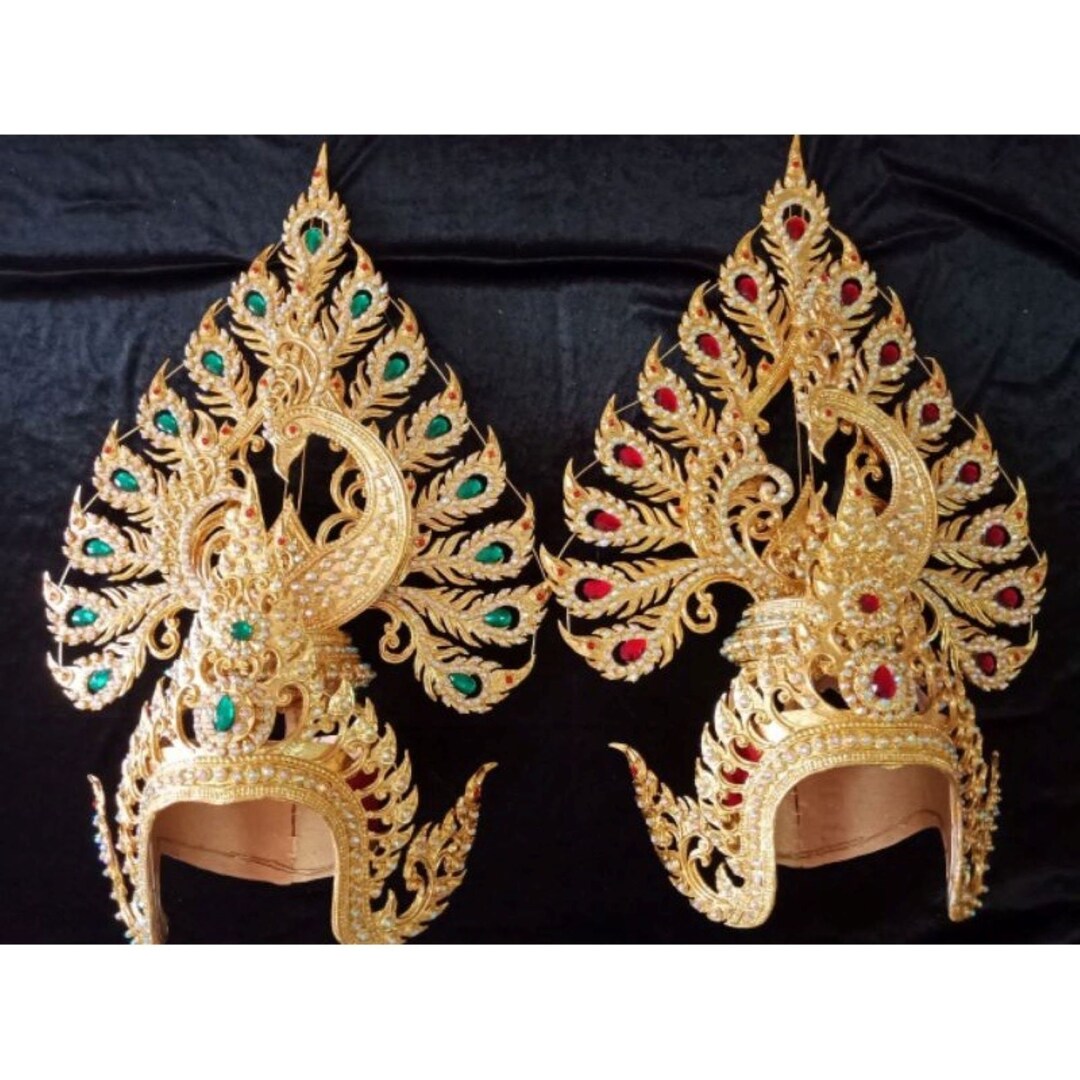 Thai Dance Headdress Gold Crown Hair Accessories Thai Costume - Etsy