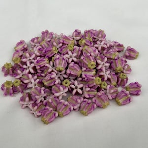 100 PCS Pink Purple Clay Calotropis Crown Flower for Jewelry Making, Garland, DIY, Craft Supplies