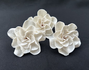 3 PCS White Clay Gardenia Fake Flower for Jewelry Making, Hair Accessories, DIY, Craft Supplies