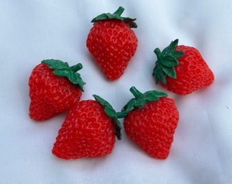 Set of 5 Fake Strawberry Artificial Faux Fruit for display, home decor, shop decor, props