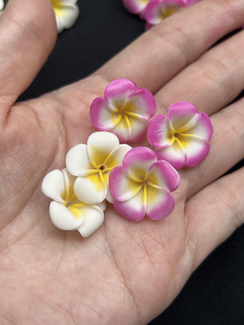 Plumeria Clay Flower, Flower Beads for Jewelry Making, DIY, Craft