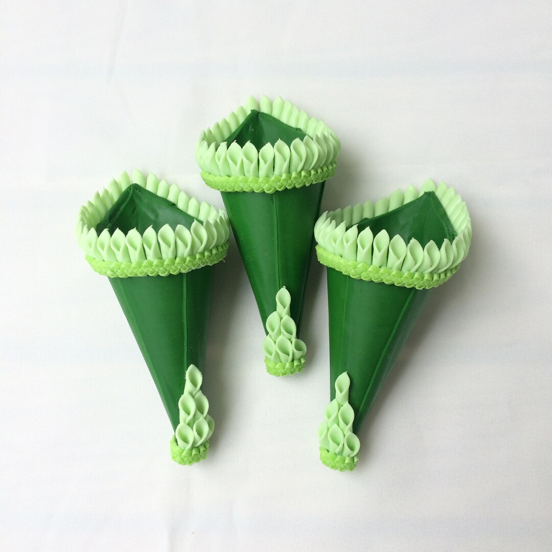 3 Pcs Fake Banana Leaves Cone Clay Banana Leaves Cone Etsy