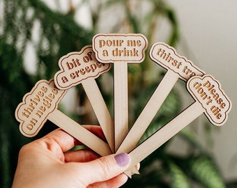 Funny Plant Stakes | Mom Garden Stakes |  Mother's Day Gift | Gift For Mom | Gardener Gift | Wood Garden Stakes | Unique Gifts for Mom