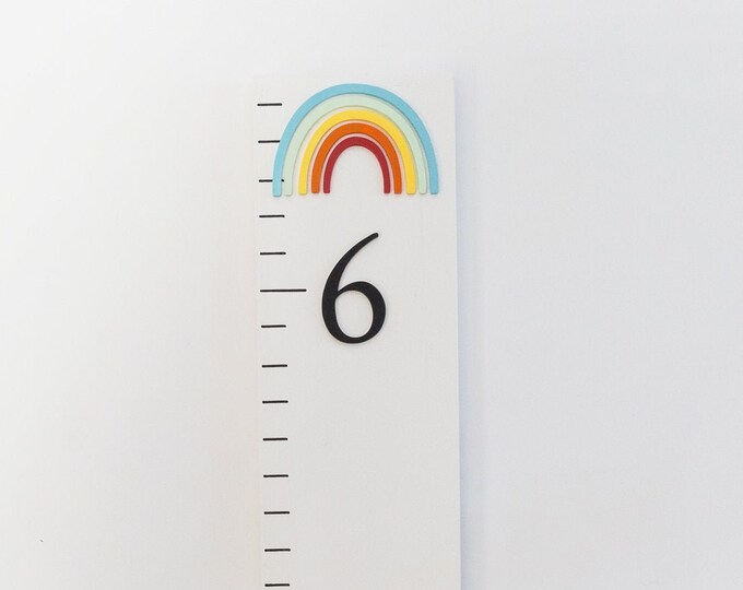 Custom Growth Chart Ruler 3D | Height Chart | Growth Ruler | Rainbow Birthday | Rainbow Decor | Nursery Decor | Playroom Decor Sign