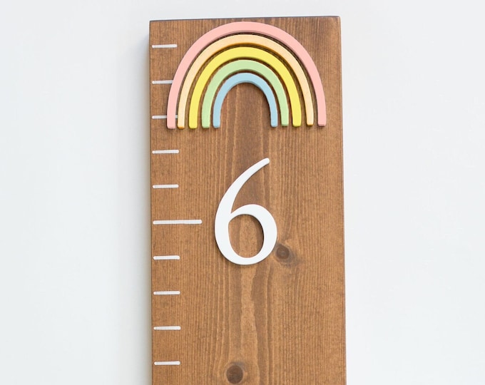 Custom 3D Growth Chart Ruler Pastel Rainbow