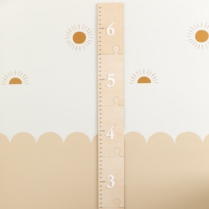 Groeimeter liniaal 3D | Speelkamerdecoratie | Houtgroeigrafiek | Cadeau 1e verjaardag | Borden kinderkamerdecoratie | Muurkunst voor kinderen | Nieuw babycadeau