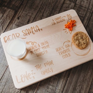 Santa Tray | Custom Engraved Christmas Decor | Personalized Christmas Eve Board | Santa Cutting board | Santa Cookies and Milk
