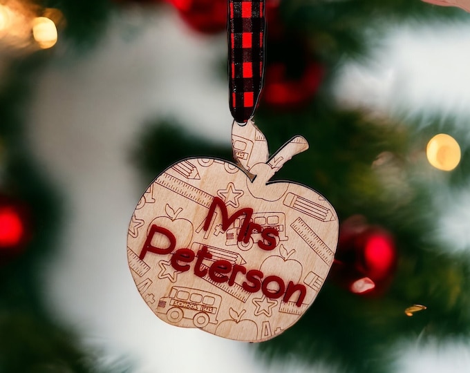 Teacher Gift Wood Ornament | Christmas Ornament | Personalized Daycare Gift | Personalized Ornament | Housewarming Gift | Housewarming