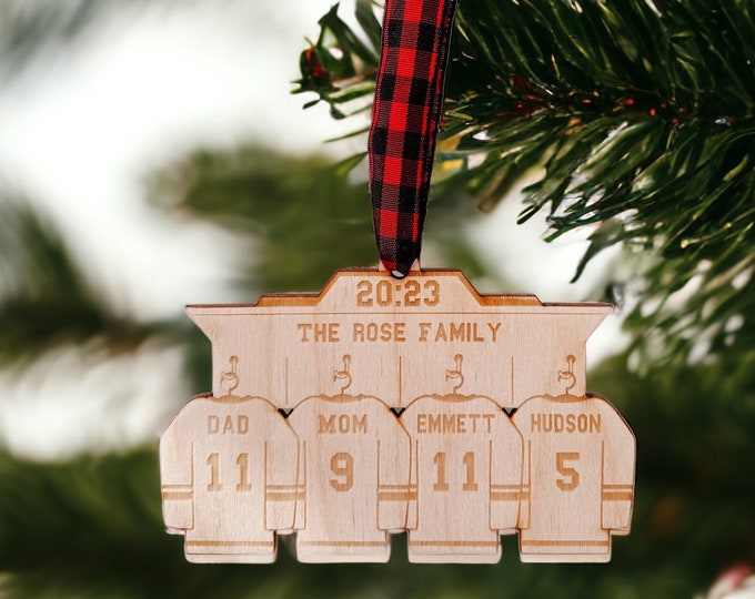 Engraved Name Hockey Player Christmas Ornament | Family Ornament