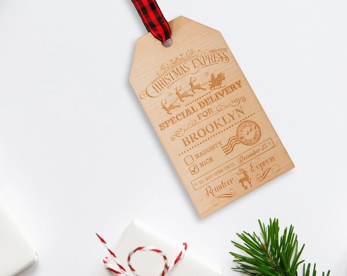 Personalized Wood Santa Gift Tags