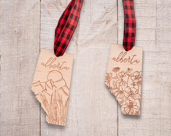 Christmas Ornament | Alberta Gifts | Canadian Gifts | Alberta Canada Ornaments | Stocking Stuffer | Canadian | Alberta Made | Wood Ornament