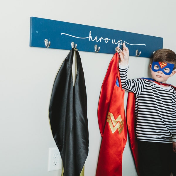 3D Kids Dress Up Clothes Rack | Kids Costume Rack | Hero Up Sign | Playroom Decor | Toddler Room Decor | Superhero Decor| Gifts For Kids
