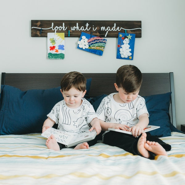 Letrero 3D "Mira lo que hice" / Letrero de 91 cm para exhibir arte infantil / Arte de pared para sala de juegos / Decoración para dormitorio infantil / Letrero para exhibir arte infantil / Letrero de arte