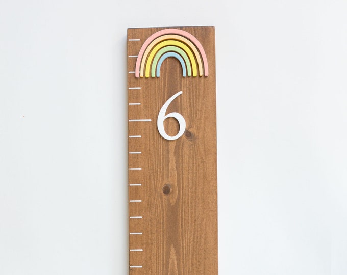 Custom 3D Growth Chart Ruler Pastel Rainbow