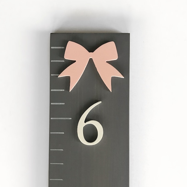 Growth Chart Ruler | Kids Playroom Decor | Wall Ruler | Wood Growth Chart | Nursery Decor | Kids Wall Art | Height Ruler | Girls Bow Decor