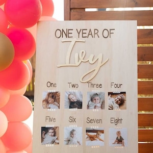 Tablero de fotos del primer cumpleaños / Letrero decorativo para aplastar pastel / Tablero de imágenes del primer cumpleaños / Primer cumpleaños del bebé / Tablero de hitos / Primer cumpleaños