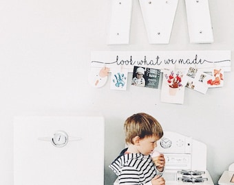 Letrero 3D "Mira lo que hicimos" / Exhibidor de arte infantil de 91 cm / Letrero personalizado / Decoración de pared para el hogar / Dibujos infantiles / Arte de pared para sala de juegos
