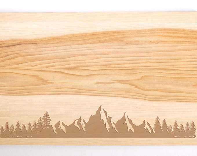 Engraved Mountain Charcuterie Board | Wood Cutting Board | Custom Cheese Board | Christmas Present | Wedding Gift | Realtor Gift | Mountains