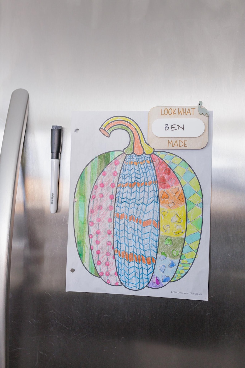 Look What I Made Magnets | Artwork Magnets | Kids Artwork Display | Kids Artwork Magnet | Name Magnets | Personalized Magnet Green Dino