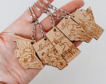 Province Keychains | Wood Engraved Keychains | Gifts for Him | Saskatchewan Gifts | Manitoba Gifts | British Columbia Gifts | Alberta Gift