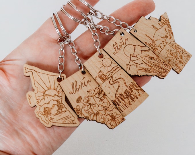 Province Wood Engraved Keychains