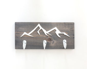Mountain Decor Key Holder Sign | 3D Sign | Jacket Holder Hook Sign | Key Rack Sign | Leash Holder | Housewarming Gift | Key Holder