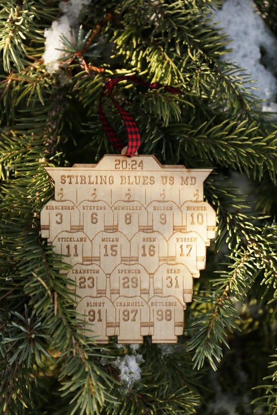 Engraved Name Hockey Team Christmas Ornament | Team and Number Ornament | Hockey Jersey | Coach Gift | Locker Room | Hockey Team Gift |