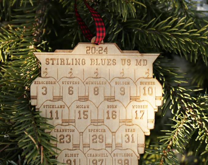 Engraved Name Hockey Team Christmas Ornament | Team and Number Ornament | Hockey Family Gift | Coach Gift | Locker Room | Hockey Team Gift