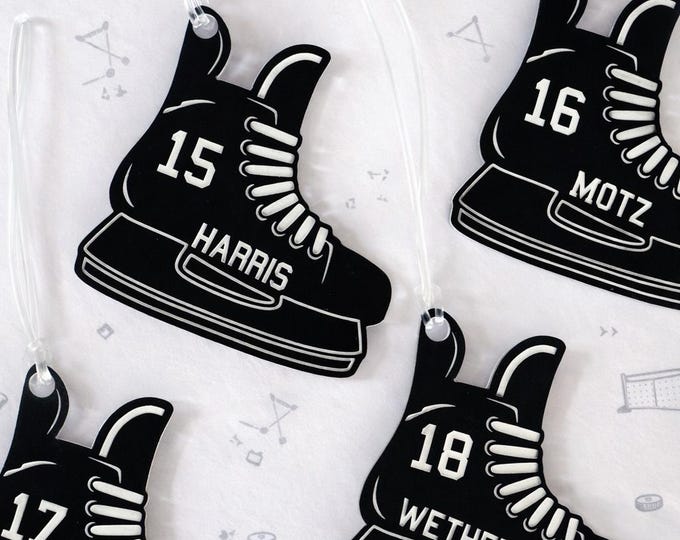 Engraved Hockey Bag Skate Tag with 6" Plastic Loop