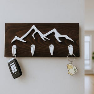 Mountain Decor Key Holder Sign | 3D Sign | Jacket Holder Hook Sign | Key Rack Sign | Leash Holder | Housewarming Gift | Key Holder