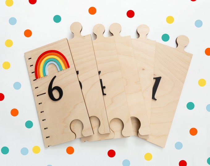 Growth Chart Ruler 3D | Playroom Decor | Wood Growth Chart | 1st Birthday Gift | Nursery Decor Signs | Kids Wall Art | New Baby Gift