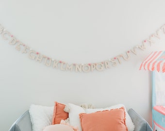 Alphabet Decor Felt Ball Garland | Alphabet Playroom Decor | Rainbow Decor | Rainbow Playroom Decor | Felt Ball Garland | Felt Ball Decor