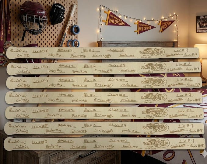 Engraved Signatures and Logo Ringette Team Mini Sticks