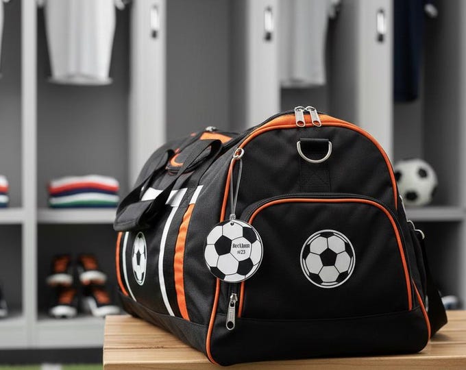 Engraved Soccer Bag Tag with 6" Plastic Loop