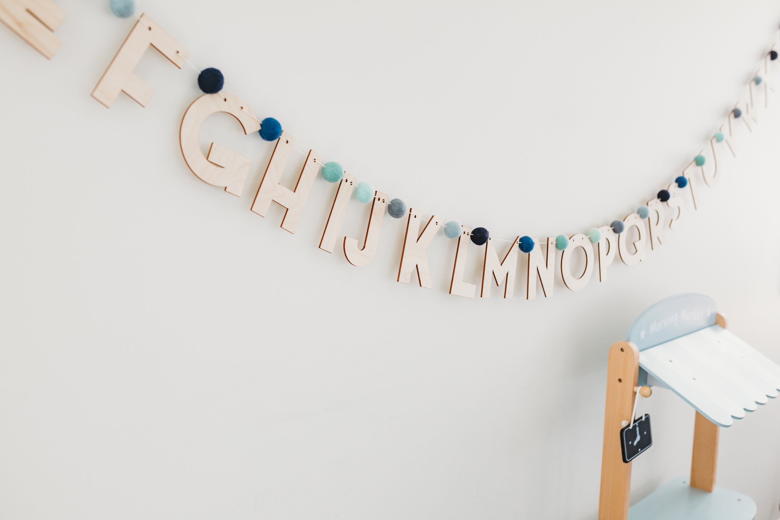 Alphabet Decor Felt Ball Garland Pom Pom Garland Felt Banner