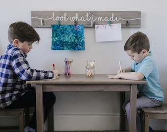 3D Look, was wir gemacht haben Schild | 36 "Kinder Kunst Display Schilder | Spielzimmer Wandkunst | Kleinkind Zimmer Dekor | Kinder Kunst Display Zeichen | Kunstwerk Zeichen