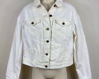 Denim Jean Jacket White Women's Large