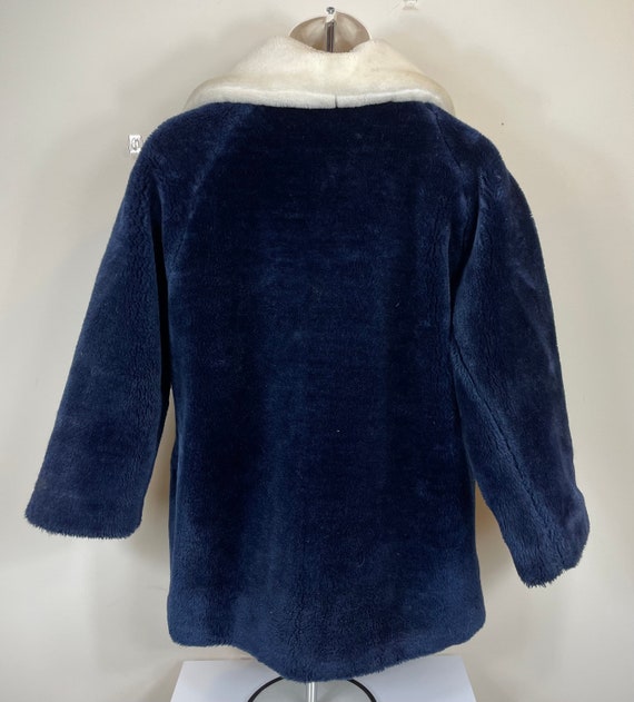 Vintage Faux Fur Coat  Women's Small Blue and Whi… - image 3