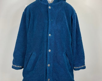 Vintage LL Bean Fleece Coat  Women's X-Large  Peacock Blue  Made in USA