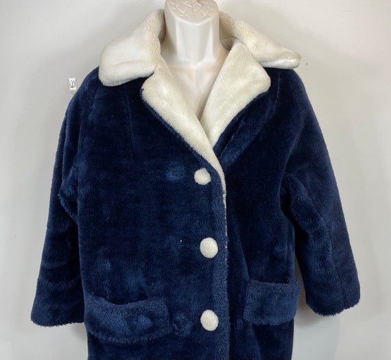 Vintage Faux Fur Coat  Women's Small Blue and Whi… - image 2