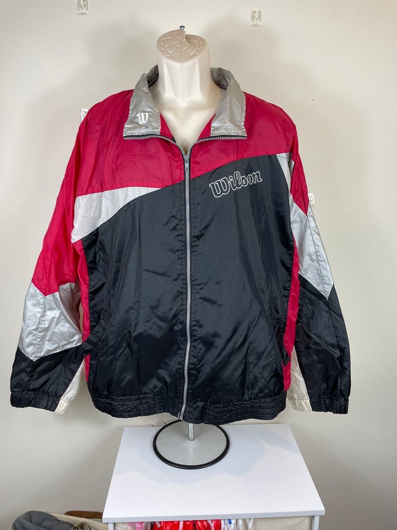 Vintage Wilson Windbreaker  Adult Large  Black an… - image 1