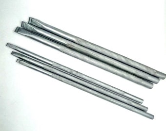 Carbide Tip Stone Chisels: Knurled Handle, Lettering, Granite, 4mm+8mm - Set of 6