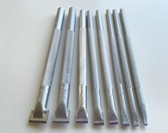 彫刻用ノミ8本セット - 超硬チップ 4mm～24mm ローレット加工 クラフトキット