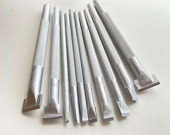 Carbide Stone Carving Chisel Set: Knurled Handle, Lettering Chisels