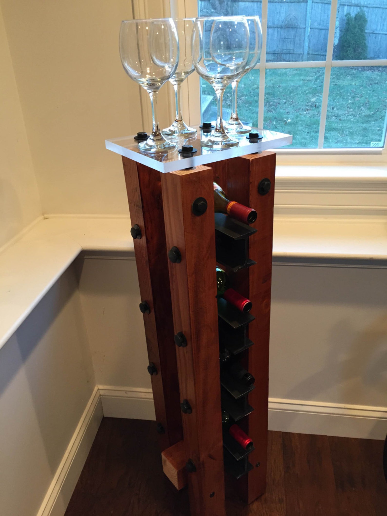 I Beam Wine Rack/ Industrial Wine Rack/ Wood Wine Rack Etsy