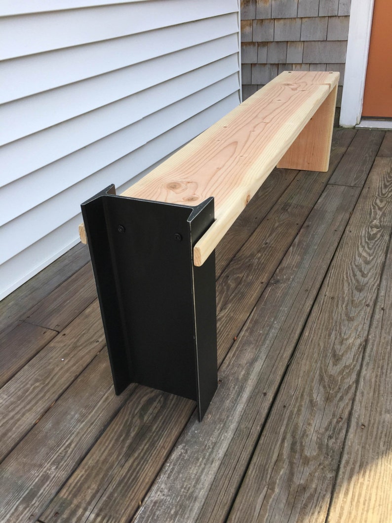 Industrial I Beam Bench/ Reclaimed Wood Bench/ Entryway Bench/ Etsy