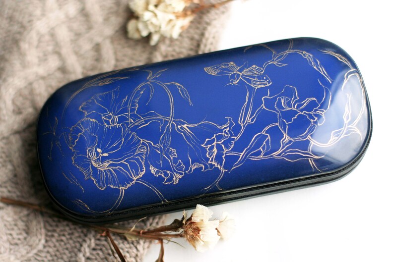Hard glasses case blue women eyeglass case girls sunglasses Etsy