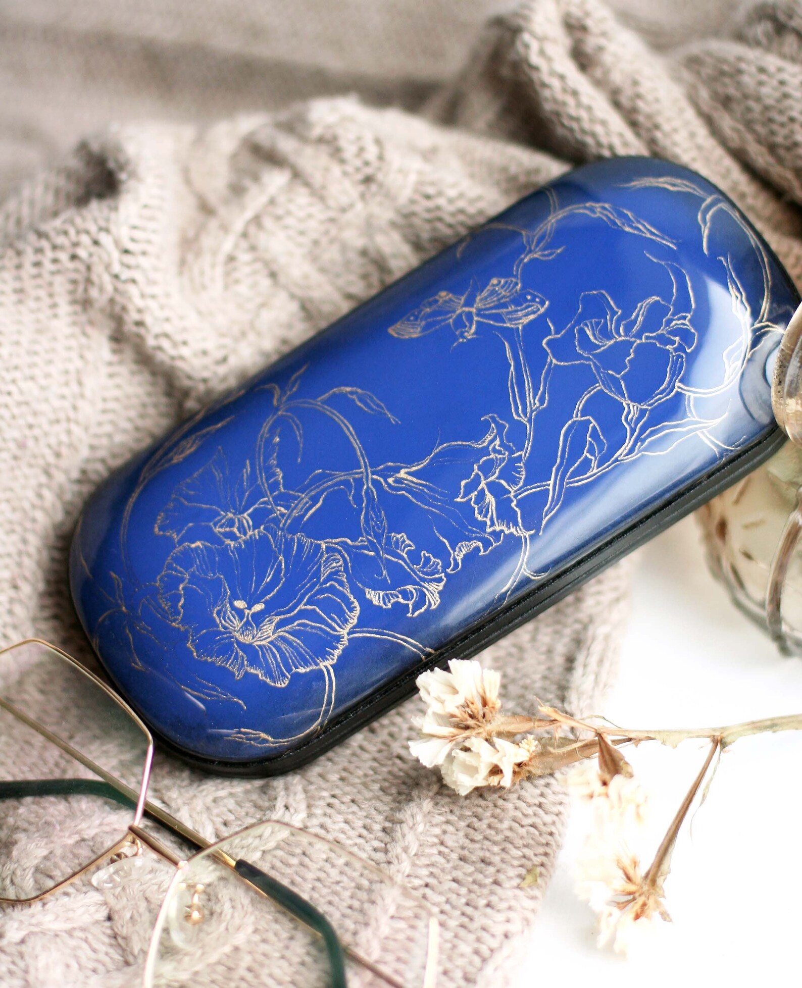 Hard glasses case blue women eyeglass case girls sunglasses Etsy