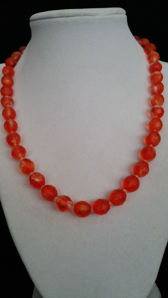 Handmade Necklace, Czech Beads, Orange, Preciosa Beads,